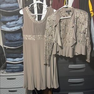 Elegant Taupe Dress and Jacket Set
